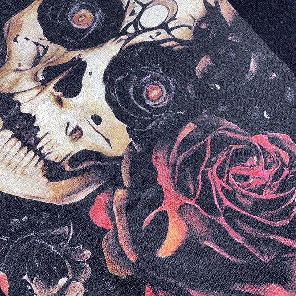 Champion Crewneck Sweatshirt Mens 2XL Black Gothic Grunge Day Of Dead Skull Rose - Picture 4 of 10